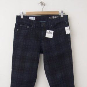 Gap Dark Wash Plaid Jeans